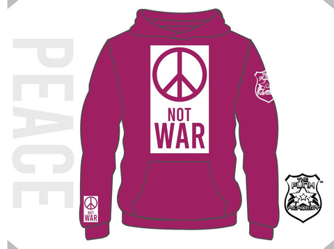 TFA PEACE not WAR hoodie white on maroon